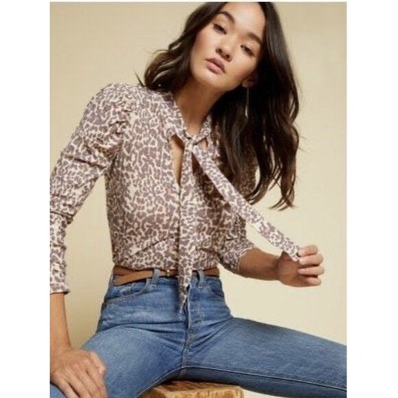 Nation LTD Evette Long Sleeve Shirt Antique Leopard Print Size Small - Picture 1 of 8